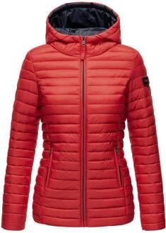 dames gewatteerde jas – Asraa, licht met capuchon & contrasterende voering Rood - XL