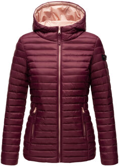 dames gewatteerde jas – Asraa, licht met capuchon & contrasterende voering Rood - XS
