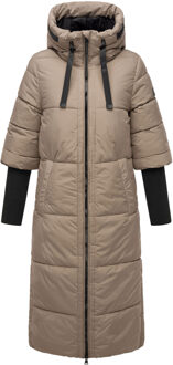 Dames Gewatteerde Jas Ciao Meow - Extra Lang & Warm Grijs - XL