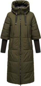 Dames Gewatteerde Jas Ciao Meow - Extra Lang & Warm Groen - XL