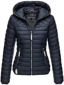 Dames Gewatteerde Jas Ich bin Hübsch – Licht, Stijlvol & Met Gouden Details Blauw