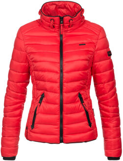 Dames Gewatteerde Jas Lulana – Licht, Trendy & Afneembare Capuchon Rood - XS