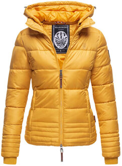 dames gewatteerde jas met afneembare capuchon & 2-weg rits Geel