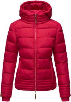 dames gewatteerde jas met afneembare capuchon & 2-weg rits - maat Rood