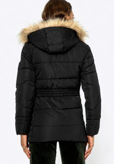 Dames Gewatteerde Jas met Monogram Zwart Polyester