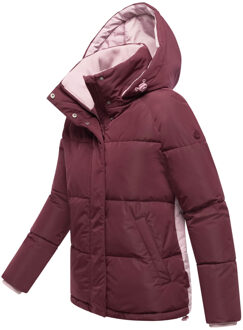 dames gewatteerde jas Omariaa met colorblock & afneembare capuchon Rood - S