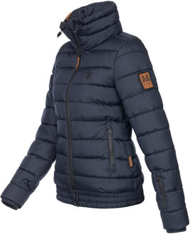 dames gewatteerde jas Poisen met hoge kraag & teddyfleece zakken Blauw - XS