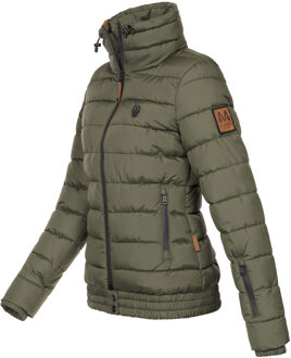 dames gewatteerde jas Poisen met hoge kraag & teddyfleece zakken Groen