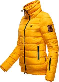 dames gewatteerde jas Poisen met hoge kraag & teddyfleece zakken - maat Geel