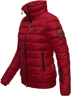 dames gewatteerde jas Poisen met hoge kraag & teddyfleece zakken - maat Rood