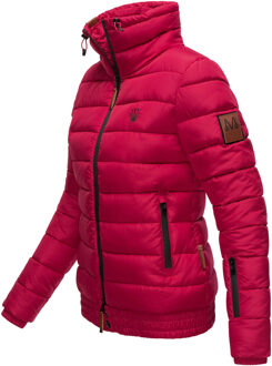 dames gewatteerde jas Poisen met hoge kraag & teddyfleece zakken Rood