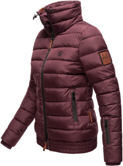 dames gewatteerde jas Poisen met hoge kraag & teddyfleece zakken Rood