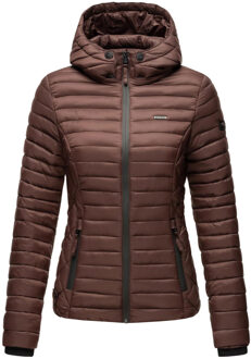 dames gewatteerde jas Samtpfote met afneembare capuchon & ribboorden Bruin - XS