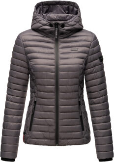 dames gewatteerde jas Samtpfote met afneembare capuchon & ribboorden Grijs