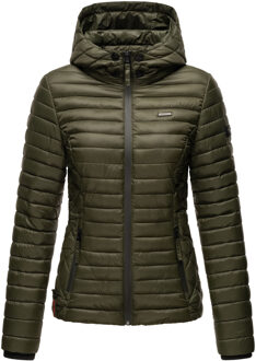 dames gewatteerde jas Samtpfote met afneembare capuchon & ribboorden Groen - 2XL