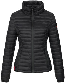 dames gewatteerde jas Samtpfote met afneembare capuchon & ribboorden - maat 2XL Zwart