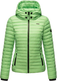 dames gewatteerde jas Samtpfote met afneembare capuchon & ribboorden - maat XS Groen