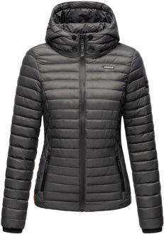 dames gewatteerde jas Samtpfote met afneembare capuchon & ribboorden Zwart