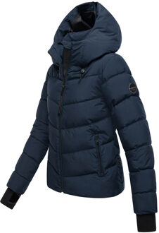 dames gewatteerde jas Yukanii met capuchon & vrouwelijke pasvorm - maat 2XL Blauw