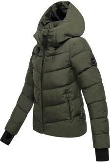 dames gewatteerde jas Yukanii met capuchon & vrouwelijke pasvorm - maat 2XL Groen