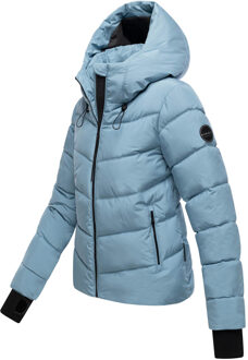 dames gewatteerde jas Yukanii met capuchon & vrouwelijke pasvorm - maat M Blauw