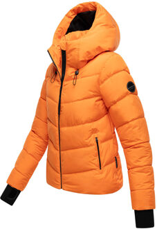 dames gewatteerde jas Yukanii met capuchon & vrouwelijke pasvorm - maat M Oranje