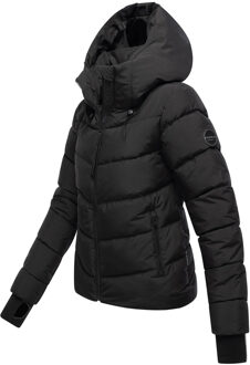 dames gewatteerde jas Yukanii met capuchon & vrouwelijke pasvorm - maat M Zwart