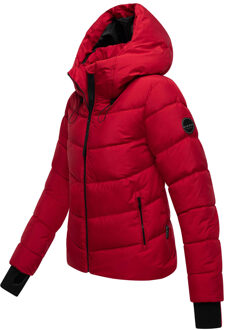 dames gewatteerde jas Yukanii met capuchon & vrouwelijke pasvorm Rood