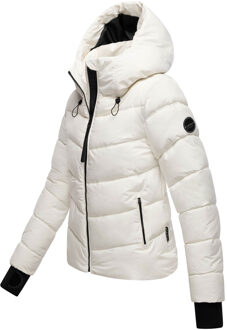 dames gewatteerde jas Yukanii met capuchon & vrouwelijke pasvorm Wit - 2XL
