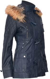 Dames gewatteerde leren parka met capuchon-Northampton Navy - EU 46 / UK 18