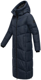 dames gewatteerde mantel Firella met capuchon & tweewegrits - maat 2XL Blauw