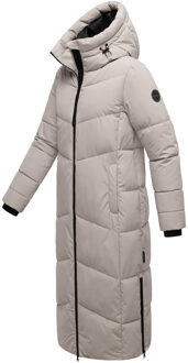 dames gewatteerde mantel Firella met capuchon & tweewegrits - maat L Beige