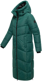 dames gewatteerde mantel Firella met capuchon & tweewegrits - maat XL Groen