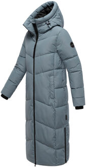 dames gewatteerde mantel Firella met capuchon & tweewegrits - maat XS Blauw