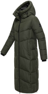 dames gewatteerde mantel Firella met capuchon & tweewegrits - maat XS Groen