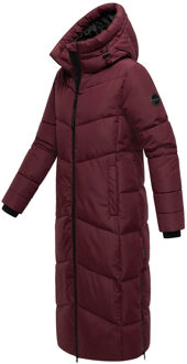 dames gewatteerde mantel Firella met capuchon & tweewegrits Rood