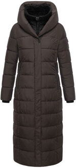 dames gewatteerde mantel Pakoraa met afneembare teddy kraag Bruin - XL