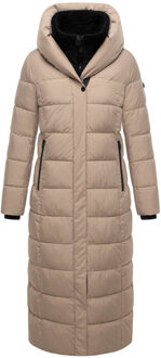 dames gewatteerde mantel Pakoraa met afneembare teddy kraag Grijs - XL