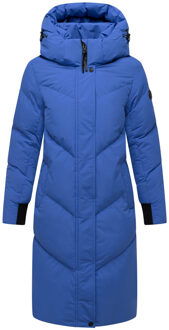 dames gewatteerde mantel Teonaa met capuchon & sportief-elegant design - maat S Blauw