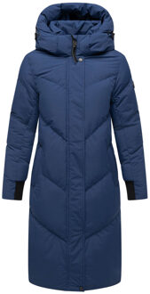 dames gewatteerde mantel Teonaa met capuchon & sportief-elegant design - maat S Blauw
