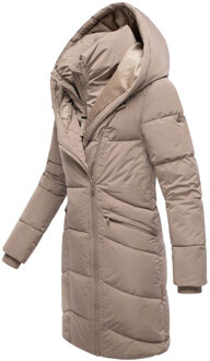 dames gewatteerde mantel Virenaa met layer-look & fleecevoering Beige - S
