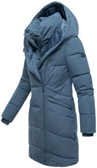 dames gewatteerde mantel Virenaa met layer-look & fleecevoering Blauw