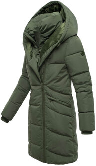 dames gewatteerde mantel Virenaa met layer-look & fleecevoering - maat S Groen