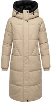 dames gewatteerde mantel Yaskaa met capuchon & fleecevoering Beige - 3XL