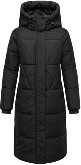 dames gewatteerde mantel Yaskaa met capuchon & fleecevoering - maat 2XL Zwart