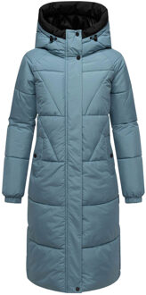 dames gewatteerde mantel Yaskaa met capuchon & fleecevoering - maat M Blauw