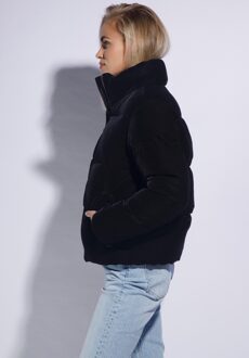 Dames Gewatteerde Veloursjas Donker Marineblauw Polyester Donkerblauw