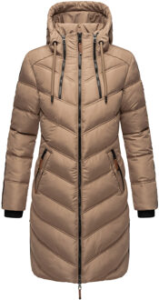 dames gewatteerde winterjas – Armasa, lang met capuchon & teddybont voering Grijs