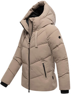 dames gewatteerde winterjas Kwamee met capuchon & tweewegrits Grijs - XL