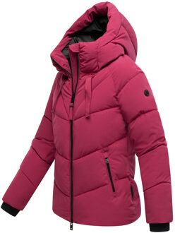 dames gewatteerde winterjas Kwamee met capuchon & tweewegrits Rood - XS